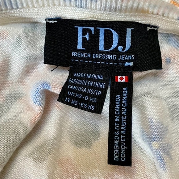 FDJ French Dressing Floral V-Neck Sweater XS Soft Knit Pullover Multicolor - Picture 12 of 13